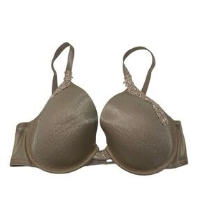 Wacoal Bra 34D Ultra Fine Seamless‎ Contour Shimmery Underwire Nude Beige